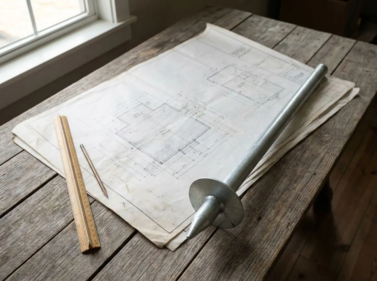 A deck framing plan and site plan laid out on a table ready for a building permit application.